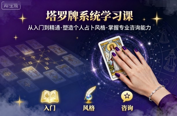 塔罗牌系统学习课，助你从入门到精通，塑造个人占卜风格，掌握专业咨询能力-好运多多