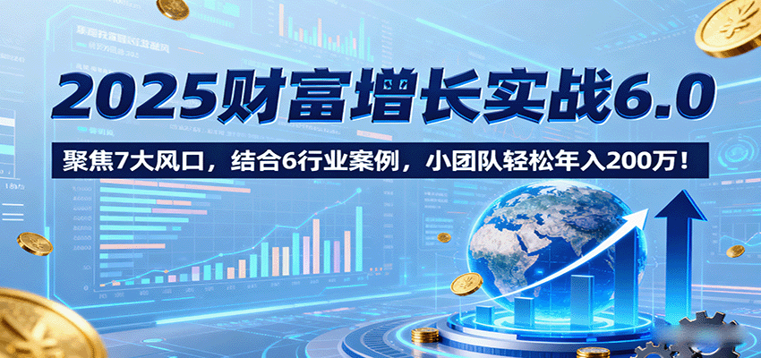 2025财富增长实战6.0，聚焦7大风口，结合6行业案例，小团队轻松年入200万！-好运多多