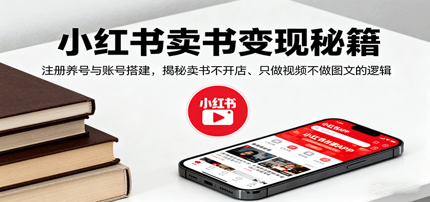 小红书卖书变现秘籍，注册养号与账号搭建，揭秘卖书不开店、只做视频不做图文的逻辑-好运多多