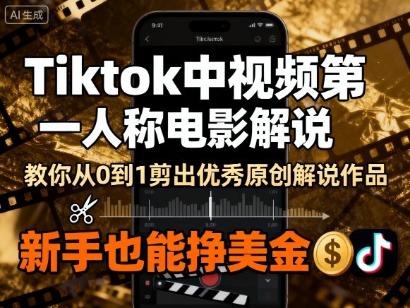Tiktok中视频第一人称电影解说,教你从0到1剪出一个优秀的原创解说作品,新手也能挣美金-好运多多
