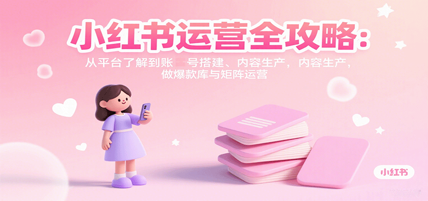 小红书运营全攻略：从平台了解到账号搭建、内容生产，做爆款库与矩阵运营-好运多多