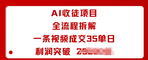 AI收徒项目全流程拆解一条视频成交35单日利润突破1k+-好运多多