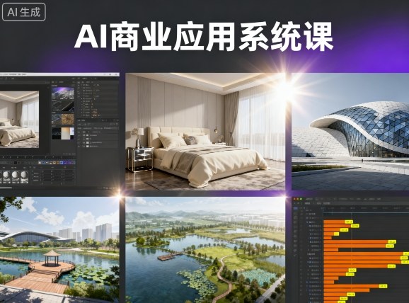 AI商业应用系统课，室内-软装-建筑-景观，智能设计+效果图+动画画实战-好运多多
