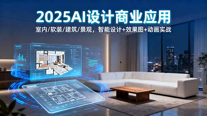 2025AI设计商业应用：室内/软装/建筑/景观，智能设计+效果图+动画实战-好运多多
