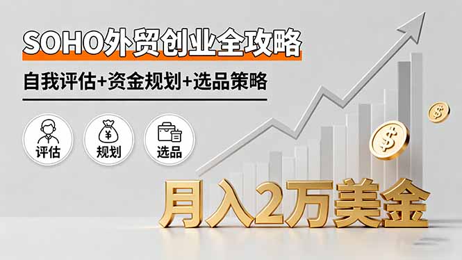 SOHO外贸创业全攻略，自我评估+资金规划+选品策略，月入2万美金-好运多多