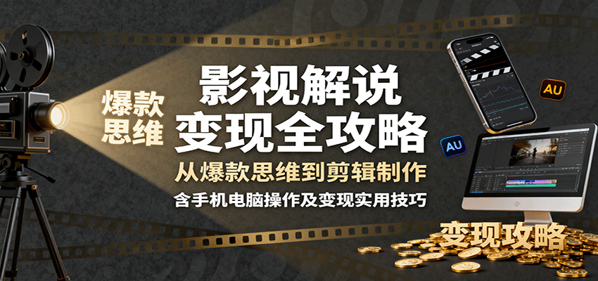 影视解说变现全攻略：从爆款思维到剪辑制作，含手机电脑操作及变现实用技巧-好运多多