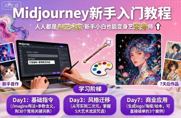 midjourney新手入门教程：人人都是AI艺术家，新手小白也能变身艺术大师-好运多多