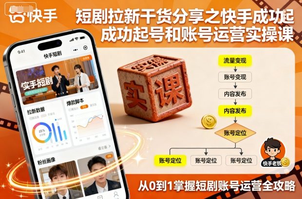 短剧拉新干货分享之快手成功起号和账号运营实操课-好运多多