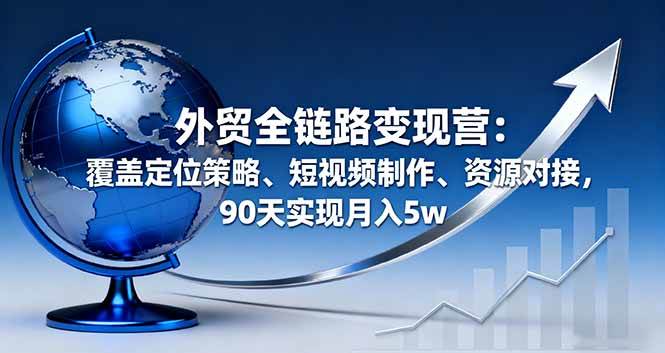 （16173期）外贸全链路变现营：覆盖定位策略、短视频制作、资源对接，90天实现月入5w-好运多多