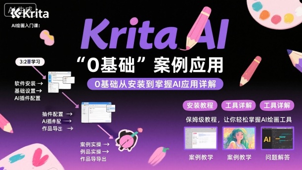 Krita AI绘画入门课，0基础从安装到案例应用krita AI使用详解-好运多多