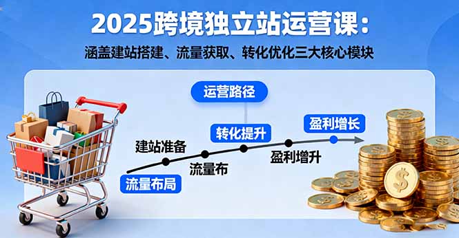 2025跨境独立站运营课：涵盖建站搭建、流量获取、转化优化三大核心模块-好运多多
