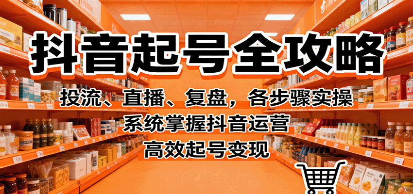 抖音起号全攻略，投流、直播、复盘，各步骤实操，系统掌握抖音运营，高效起号变现-好运多多