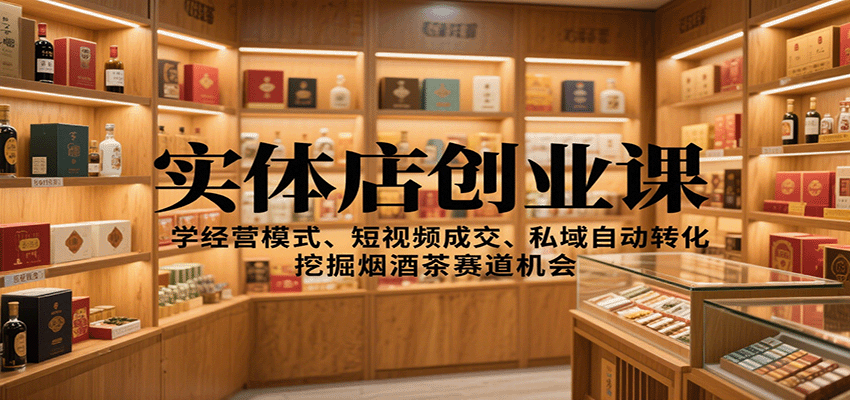 实体店创业课：学经营模式、短视频成交、私域自动转化，挖掘烟酒茶赛道机会-好运多多