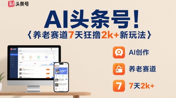 AI头条号，7天狂撸2k+，做养老赛道，新风口新玩法-好运多多