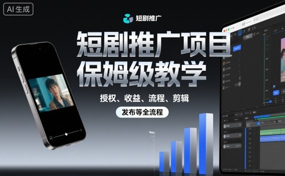 短剧推广项目保姆级教学，授权、收益、流程、剪辑，发布等全流程-好运多多