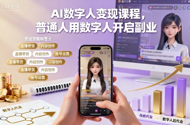 AI数字人变现课程，普通人用数字人开启副业-好运多多