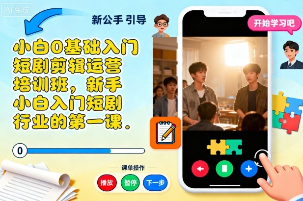 小白0基础入门短剧剪辑运营培训班,新手小白入门短剧行业的第一课-好运多多