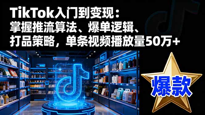 TikTok入门到变现：掌握推流算法、爆单逻辑、打品策略，单条视频播放量50w-好运多多