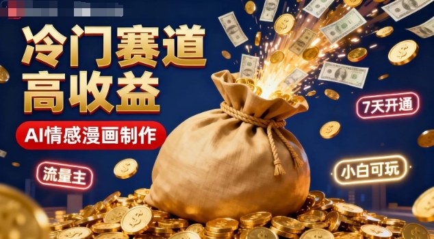公众号冷门赛道，用AI做情感漫画，7天开通流量主，操作简单，小白可玩-好运多多