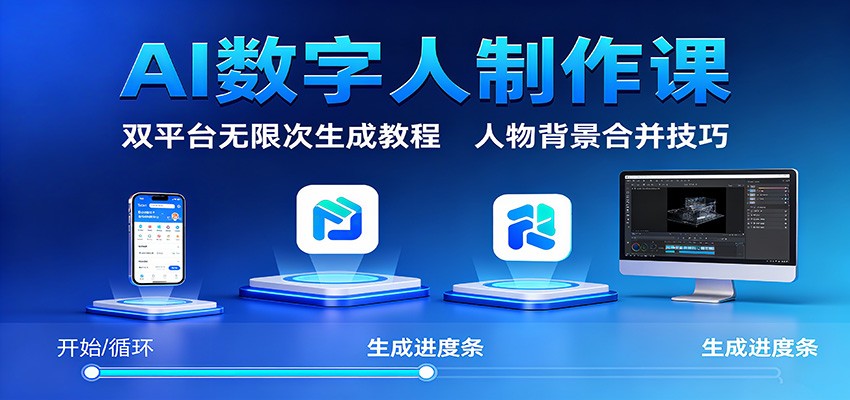 AI数字人制作课：双平台无限次生成教程，人物背景合并技巧-好运多多