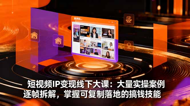 短视频IP变现线下大课：大量实操案例逐帧拆解，掌握可复制落地的搞钱技能-好运多多