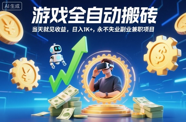 游戏全自动搬砖，当天就见收益，日入1K+，永不失业副业兼职项目【揭秘】-好运多多