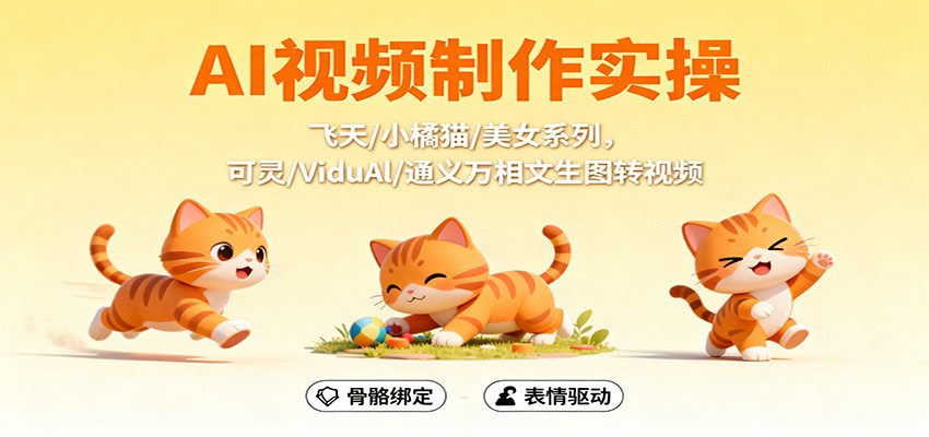 AI视频制作实操，飞天/小橘猫/美女系列，可灵/ViduAl/通义万相文生图转视频-好运多多