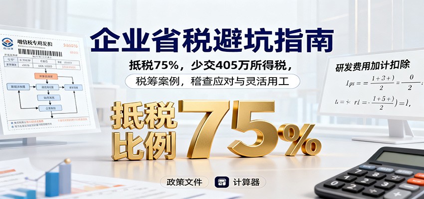 企业省税避坑指南：抵税75%，少交405万所得税，税筹案例，稽查应对与灵活用工-好运多多