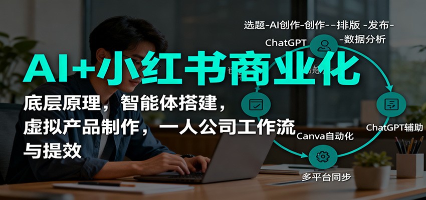 AI+小红书商业化，底层原理，智能体搭建，虚拟产品制作，一人公司工作流与提效-好运多多