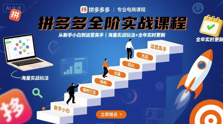 拼多多全阶实战课程，从新手小白到运营高手，海量实战玩法+全年实时更新【2025年10月更新】-好运多多