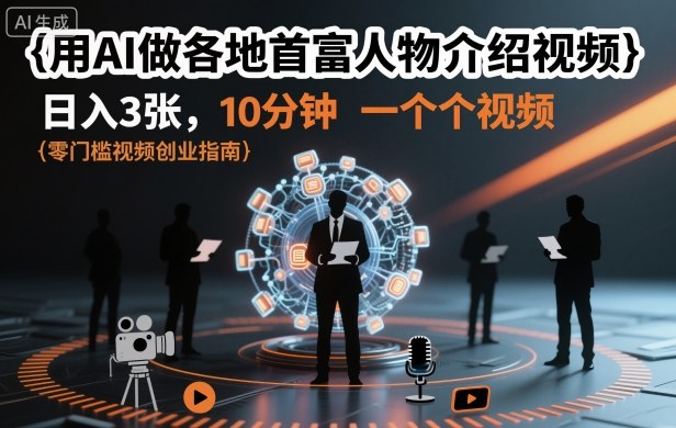 用AI做各地首富人物介绍视频，日入3张，10分钟一个视频-好运多多