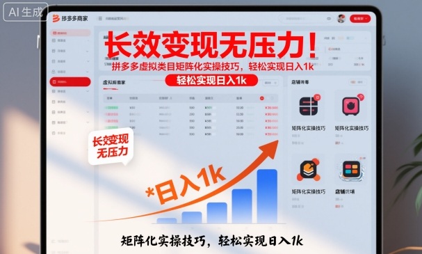 长效变现无压力！拼多多虚拟类目矩阵化实操技巧，轻松实现日入1k【揭秘】-好运多多