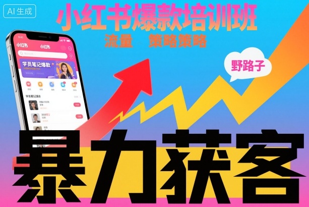 小红书爆款培训班，小红书获客野路子流量打法，暴力持续获客-好运多多