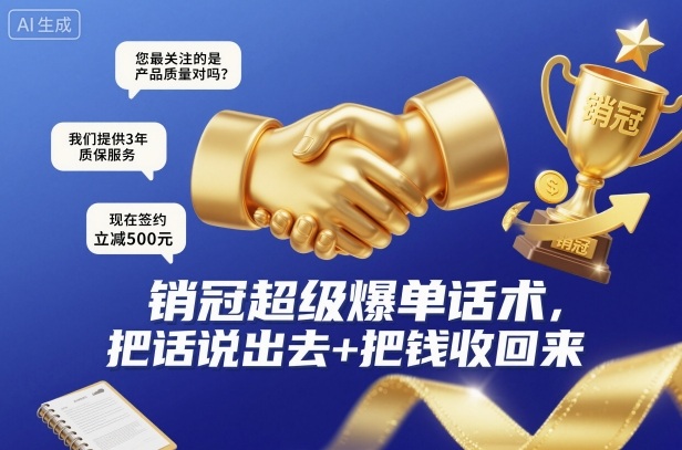 销冠超级爆单话术，把话说出去+把钱收回来-好运多多