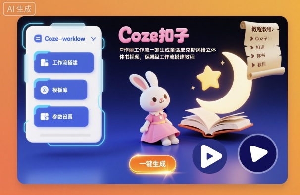 Coze扣子工作流一键生成童话皮克斯风格立体书视频，保姆级工作流搭建教程-好运多多