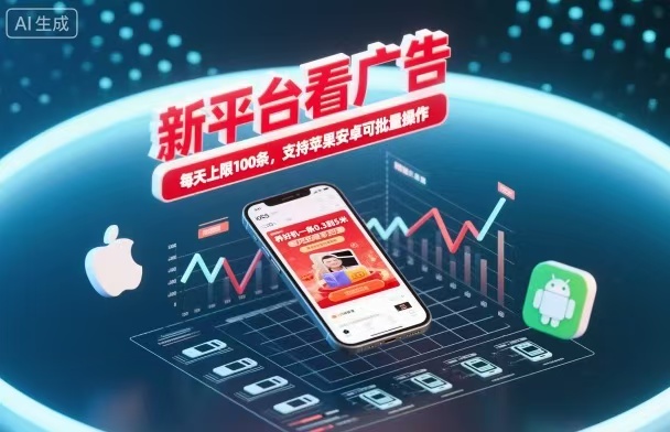 新台看广告，养好机一条5毛到5块，单机日入30到100，支持苹果安卓，可批量操作。-好运多多