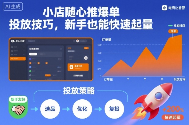 小店随心推爆单投放技巧，新手也能快速起量-好运多多