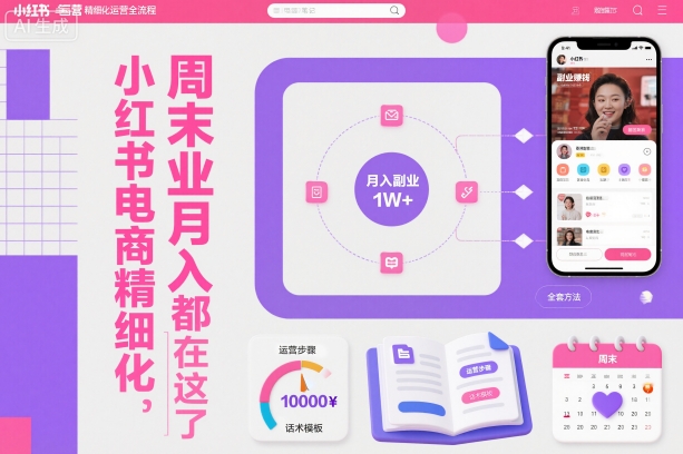 小红书电商精细化运营全流程，周末副业月入1W+，全套方法都在这了-好运多多