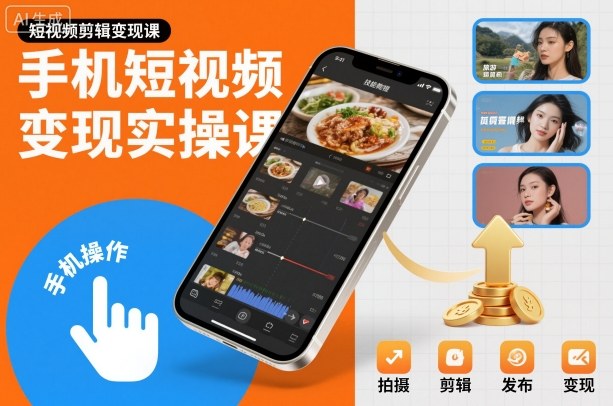 手机短视频变现实操课，短视频剪辑变现课-好运多多