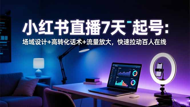 小红书直播7天起号：场域设计+高转化话术+流量放大，快速拉动百人在线-好运多多