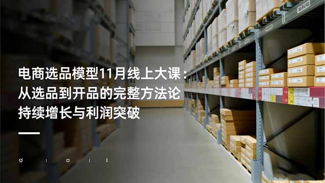 电商选品模型11月线上大课：从选品到开品的完整方法论 持续增长与利润突破-好运多多