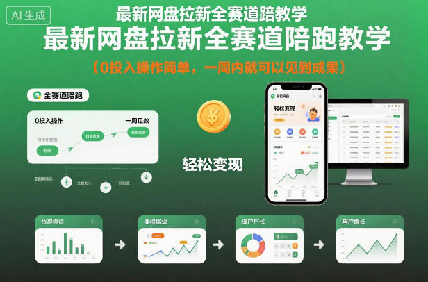 最新网盘拉新全赛道陪跑教学，0投入操作简单，一周内就可以见到成果-好运多多