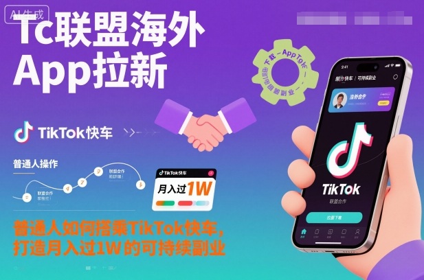 Tc联盟海外App拉新：普通人如何搭乘TikTok快车，打造月入过1W的可持续副业-好运多多