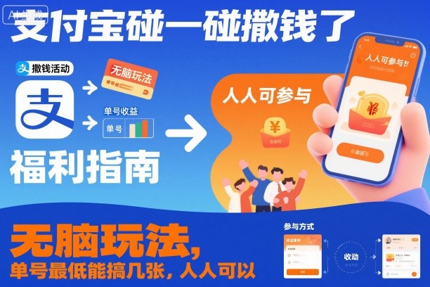 支付宝碰一碰撒钱了，无脑玩法，单号最低能搞几张，人人可以撸【揭秘】-好运多多