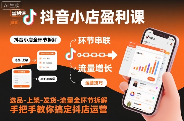 抖音小店盈利课-选品-上架-发货-流量全环节拆解，手把手教你搞定抖店运营-好运多多