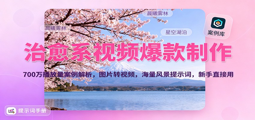 治愈系视频爆款制作，700万播放量案例解析，图片转视频，海量风景提示词，新手直接用-好运多多