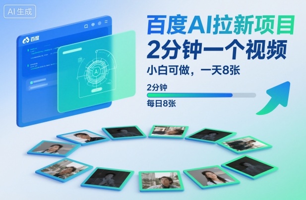 百度AI拉新项目，2分钟一个视频，小白可做，一天8张【附案例+保姆级教程】-好运多多