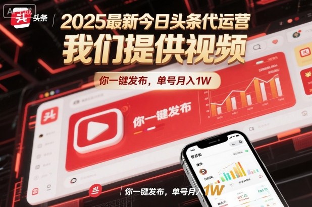 2025最新今日头条代运营，我们提供视频，你一键发布，单号月入1W【揭秘】-好运多多