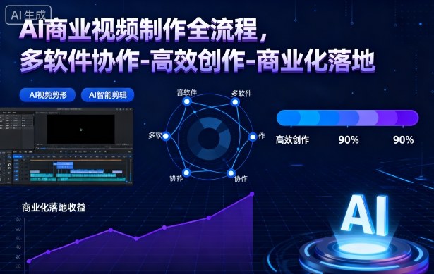 AI商业视频制作全流程，多软件协作-高效创作-商业化落地-好运多多