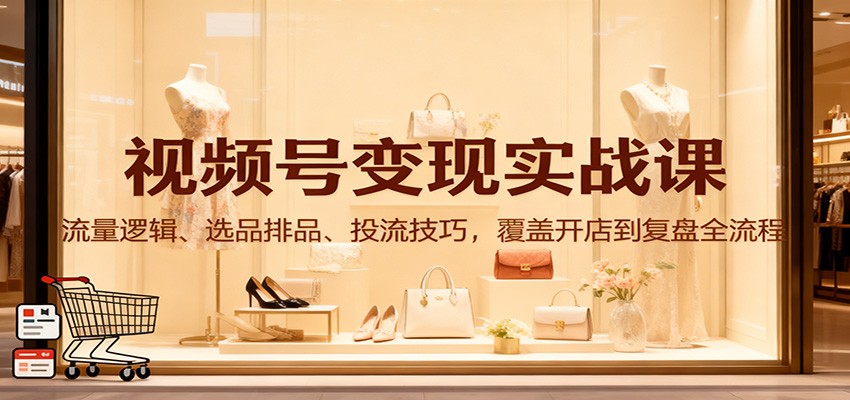 视频号变现实战课：流量逻辑、选品排品、投流技巧，覆盖开店到复盘全流程-好运多多